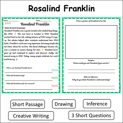 Rosalind Franklin | Short Reading Comprehension Creative Worksheet