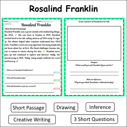 Rosalind Franklin | Short Reading Comprehension Creative Worksheet