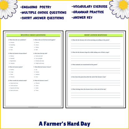 A Farmer's Hard Day | Poem Grammar Worksheet Printable Activity