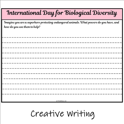 International Day for Biological Diversity | Main Idea and Supporting Details Reading Passage and Questions