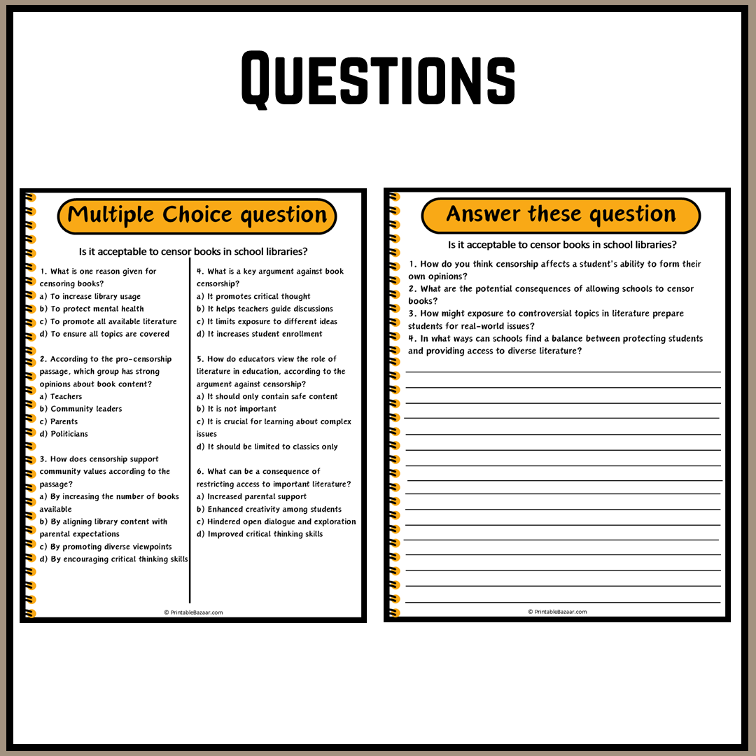 Is it acceptable to censor books in school libraries? | Debate Case Study Worksheet