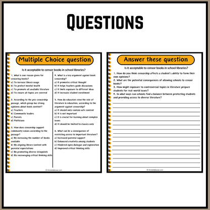 Is it acceptable to censor books in school libraries? | Debate Case Study Worksheet