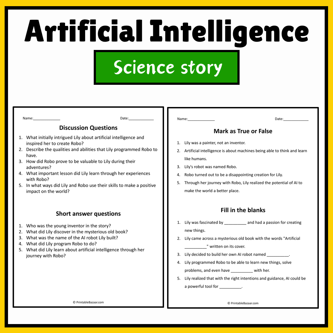 Artificial Intelligence | Science Story Reading Comprehension Activity