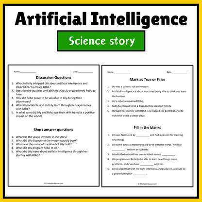 Artificial Intelligence | Science Story Reading Comprehension Activity