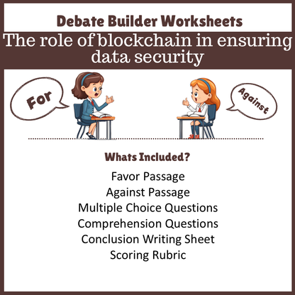 The role of blockchain in ensuring data security | Favour and Against Worksheet Printable Activity