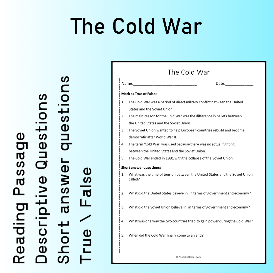 The Cold War | Reading Comprehension Passage Printable Worksheet