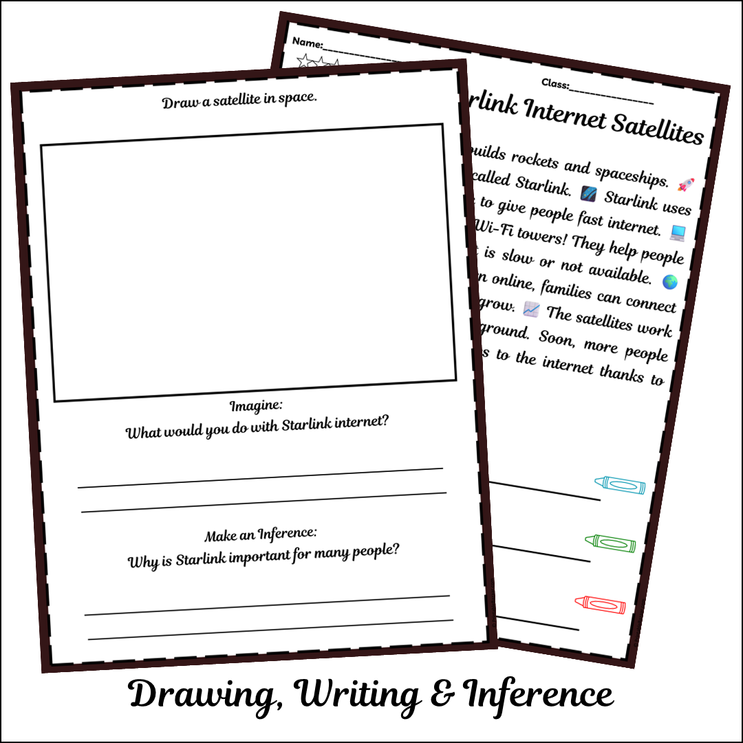 SpaceX Starlink Internet Satellites | Short Reading Comprehension Creative Worksheet