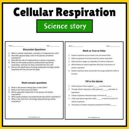 Cellular Respiration | Science Story Reading Comprehension Activity