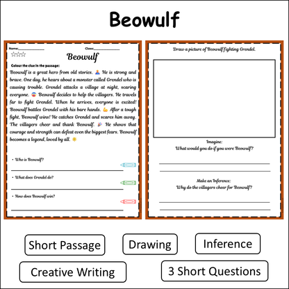 Beowulf | Short Reading Comprehension Creative Worksheet