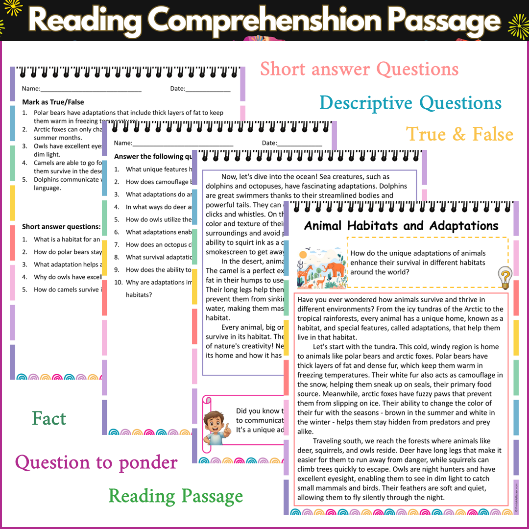 Animal Habitats and Adaptations | Reading Comprehension Passage and Questions