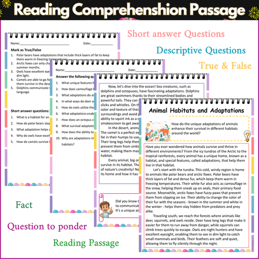 Animal Habitats and Adaptations | Reading Comprehension Passage and Questions