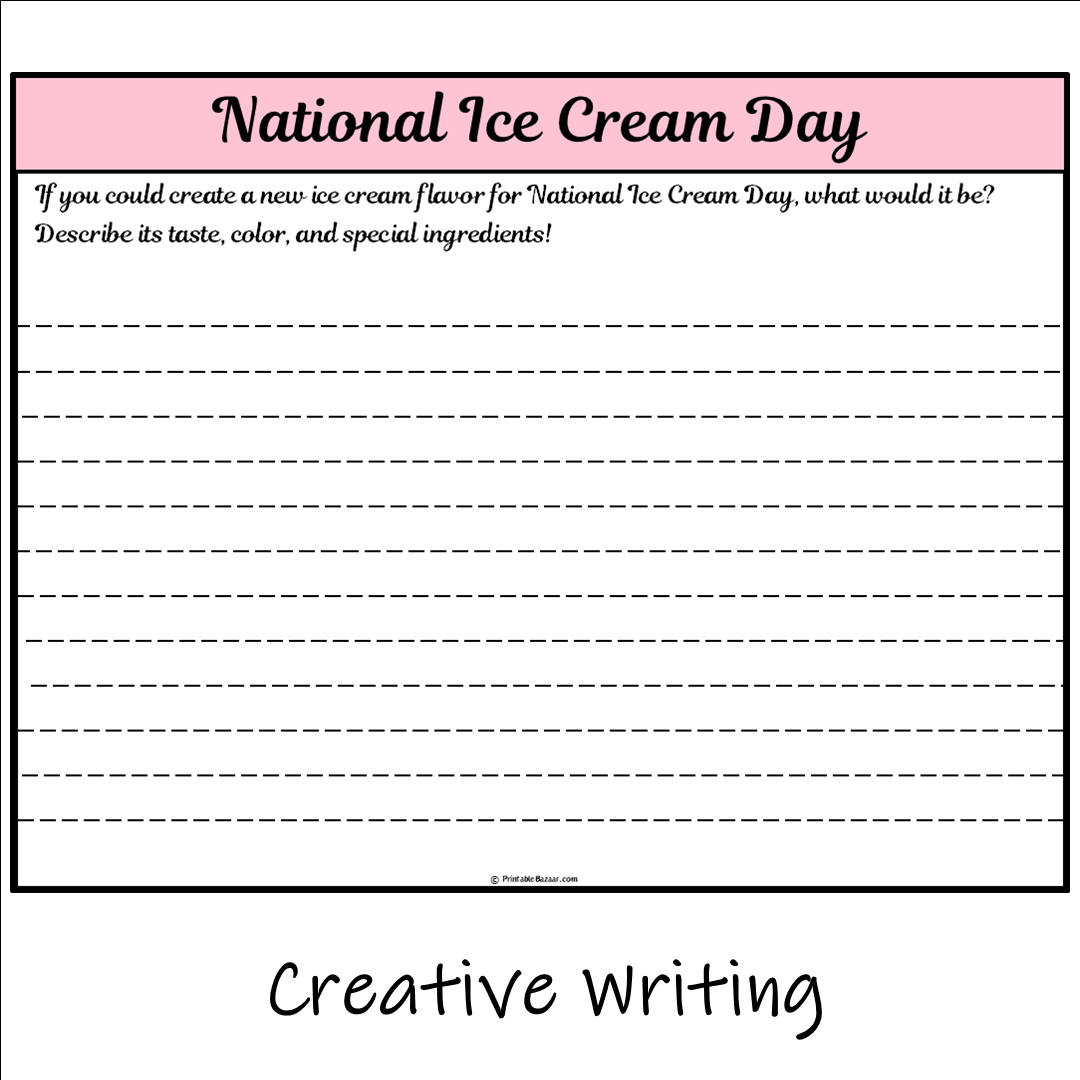 National Ice Cream Day | Main Idea and Supporting Details Reading Passage and Questions