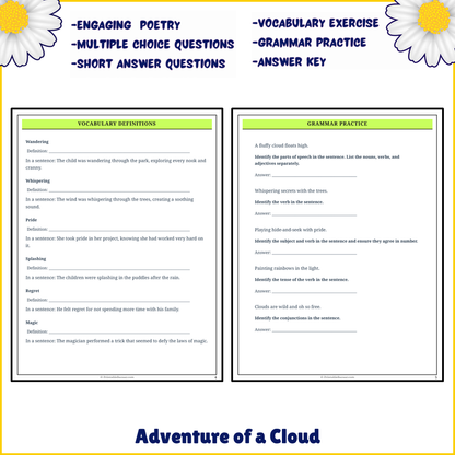 Adventure of a Cloud | Poem Grammar Worksheet Printable Activity