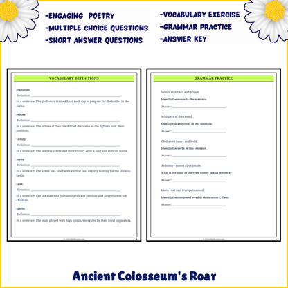 Ancient Colosseum's Roar | Poem Grammar Worksheet Printable Activity