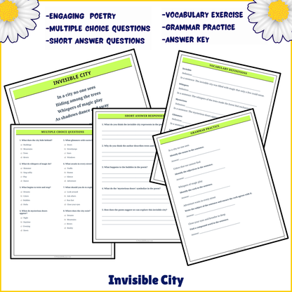Invisible City | Poem Grammar Worksheet Printable Activity