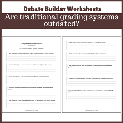 Are traditional grading systems outdated? | Favour and Against Worksheet Printable Activity
