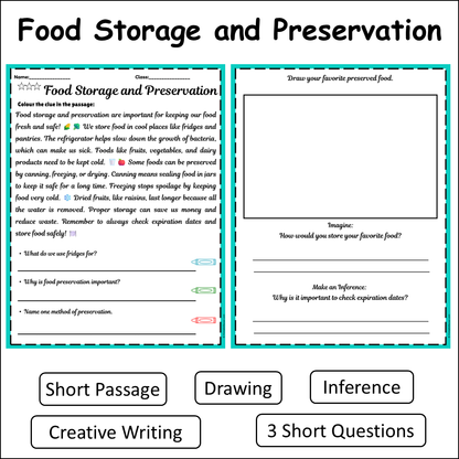 Food Storage and Preservation | Short Reading Comprehension Creative Worksheet