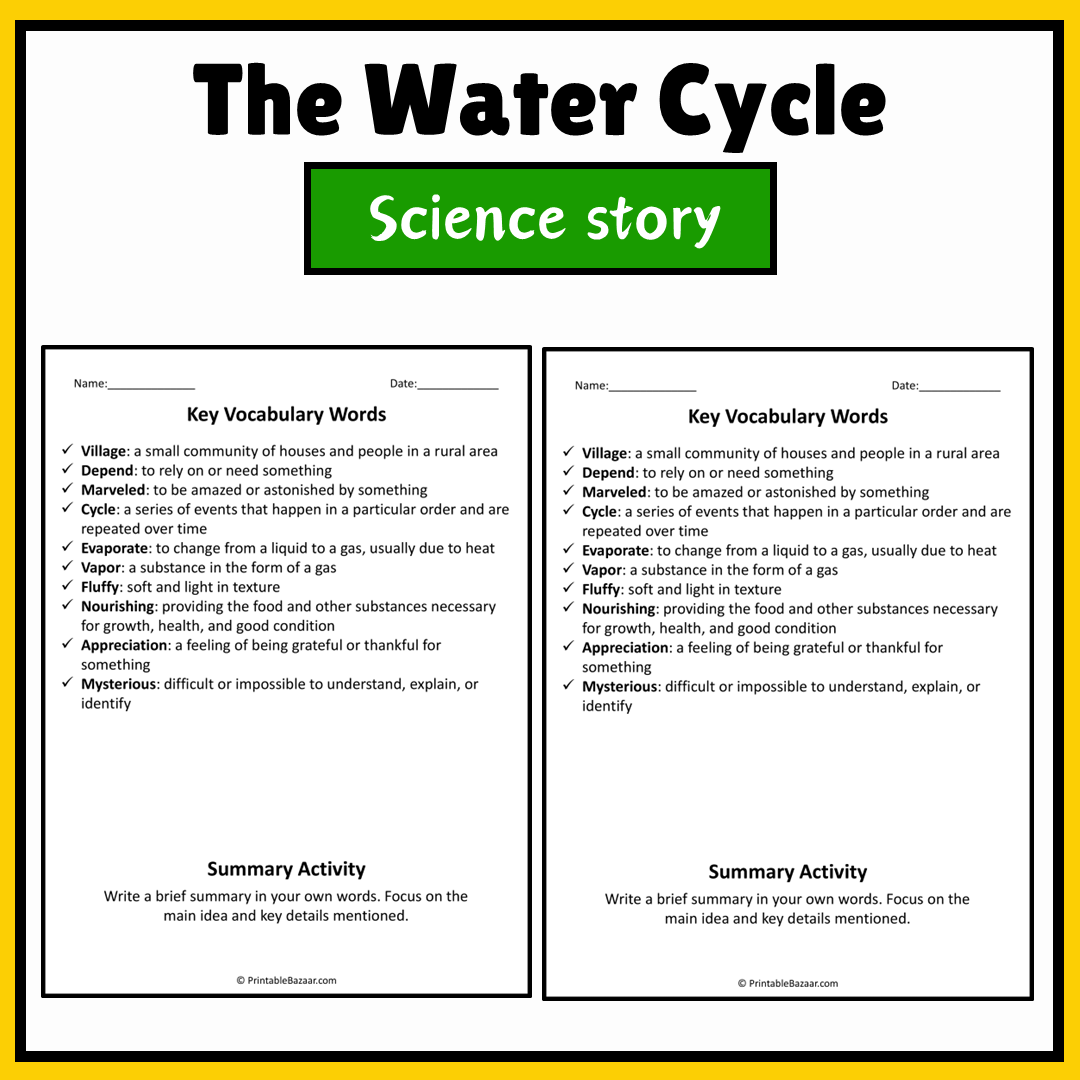 The Water Cycle | Science Story Reading Comprehension Activity