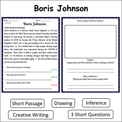 Boris Johnson | Short Reading Comprehension Creative Worksheet