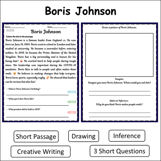 Boris Johnson | Short Reading Comprehension Creative Worksheet
