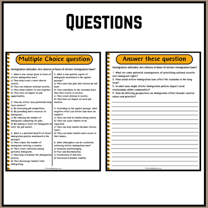 Immigration attitudes: Are citizens in favor of stricter immigration laws? | Debate Case Study Worksheet