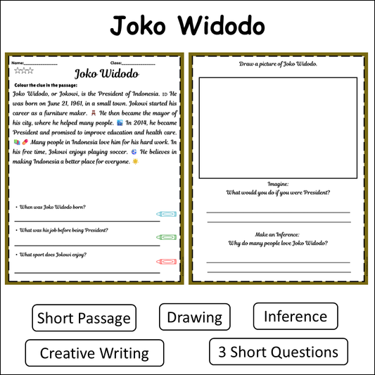 Joko Widodo | Short Reading Comprehension Creative Worksheet