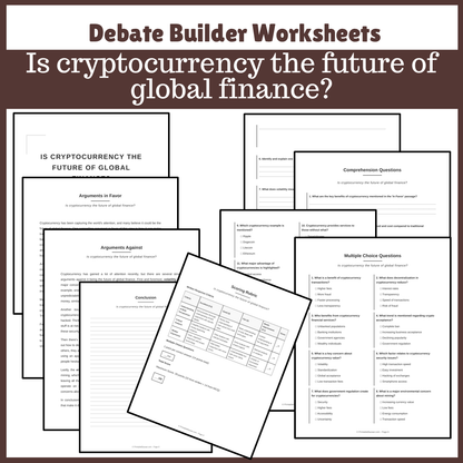 Is cryptocurrency the future of global finance? | Favour and Against Worksheet Printable Activity