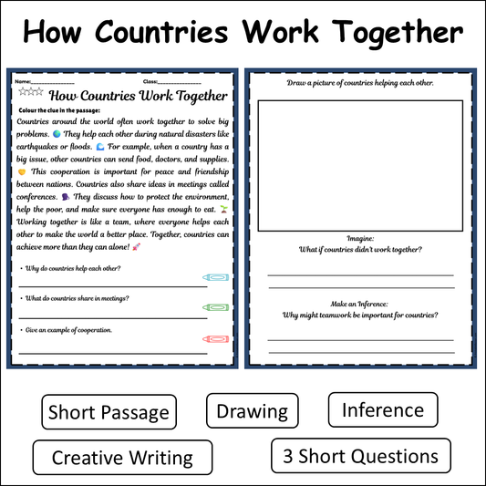 How Countries Work Together | Short Reading Comprehension Creative Worksheet