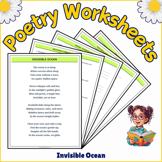 Invisible Ocean | Poem Grammar Worksheet Printable Activity