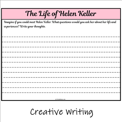 The Life of Helen Keller | Main Idea and Supporting Details Reading Passage and Questions