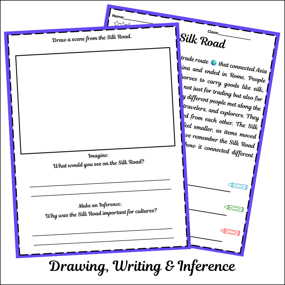 Silk Road | Short Reading Comprehension Creative Worksheet
