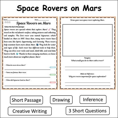 Space Rovers on Mars | Short Reading Comprehension Creative Worksheet