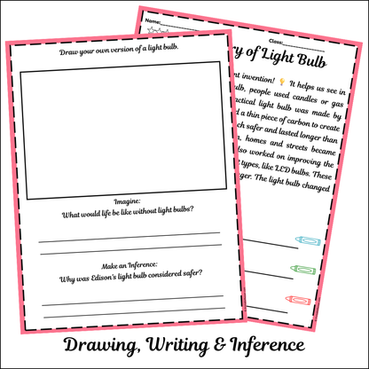 History of Light Bulb | Short Reading Comprehension Creative Worksheet