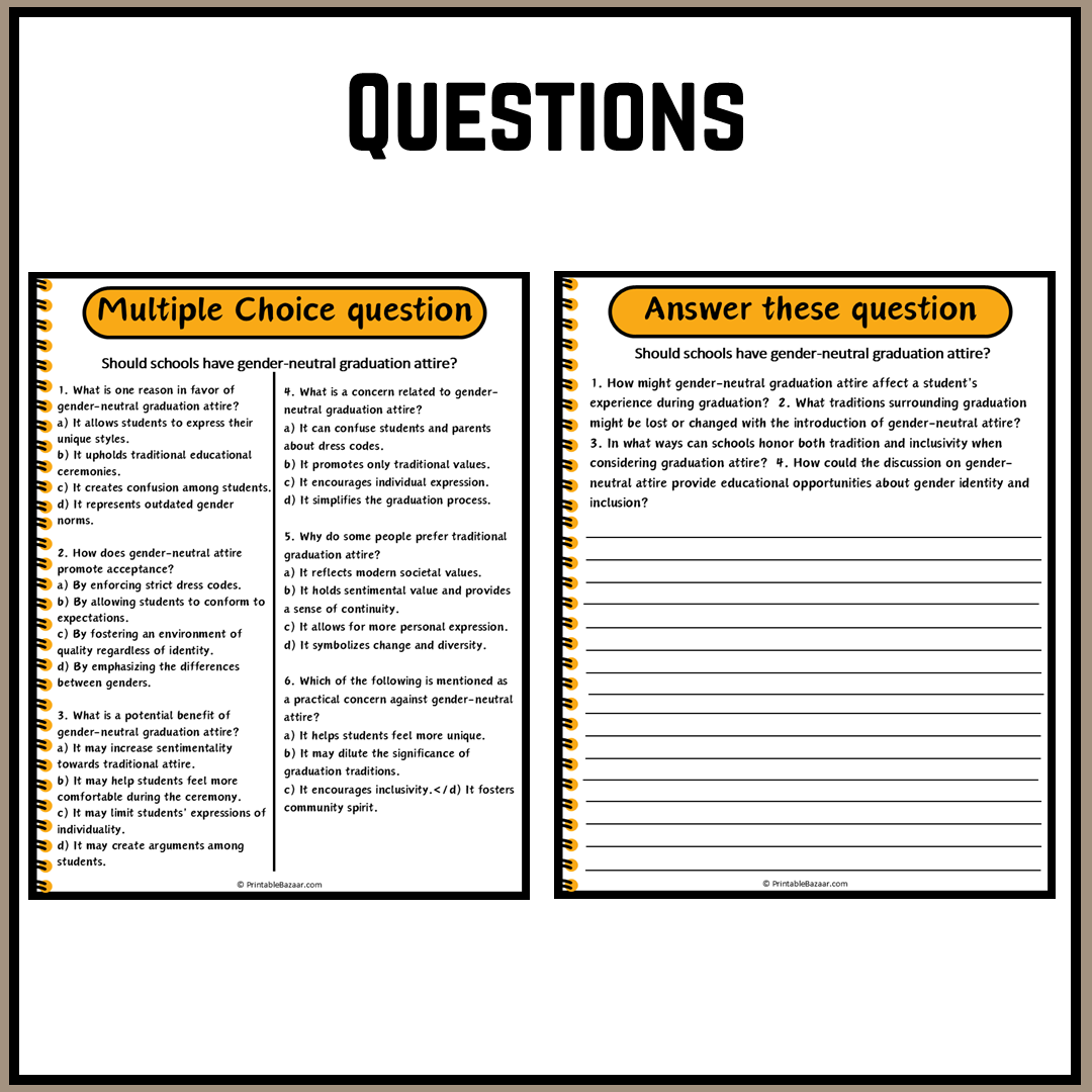 Should schools have gender-neutral graduation attire? | Debate Case Study Worksheet