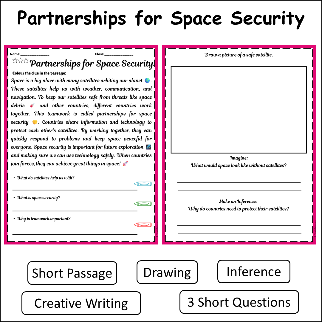 Partnerships for Space Security | Short Reading Comprehension Creative Worksheet