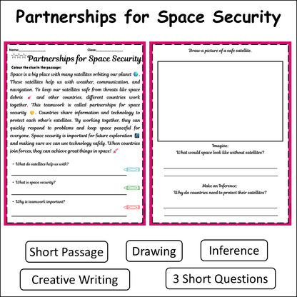 Partnerships for Space Security | Short Reading Comprehension Creative Worksheet