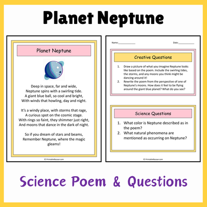 Planet Neptune | Science Poem Reading Comprehension Activity