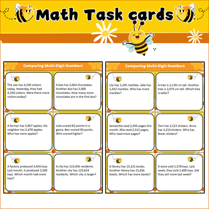 Comparing Multi-Digit Numbers | Math Task Cards