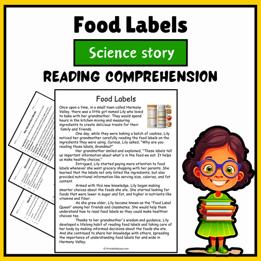 Food Labels | Science Story Reading Comprehension Activity