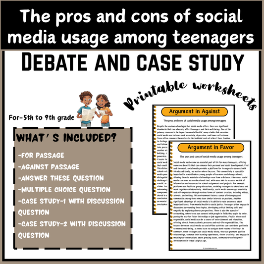 The pros and cons of social media usage among teenagers | Debate Case Study Worksheet