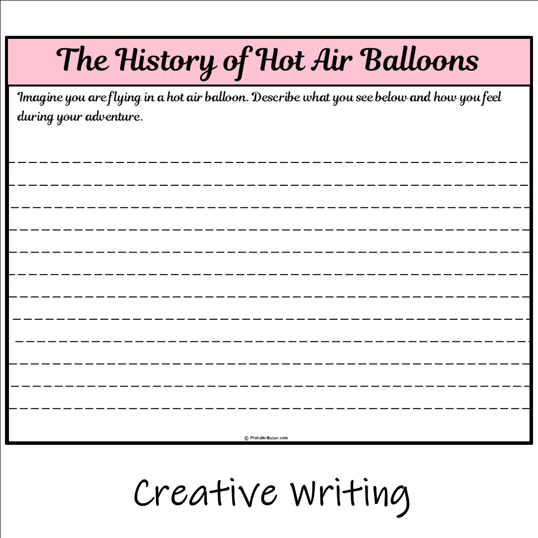 The History of Hot Air Balloons | Main Idea and Supporting Details Reading Passage and Questions