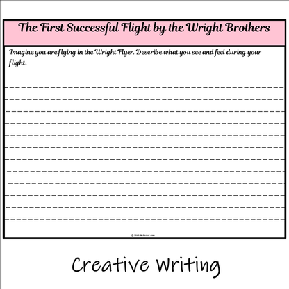 The First Successful Flight by the Wright Brothers | Main Idea and Supporting Details Reading Passage and Questions