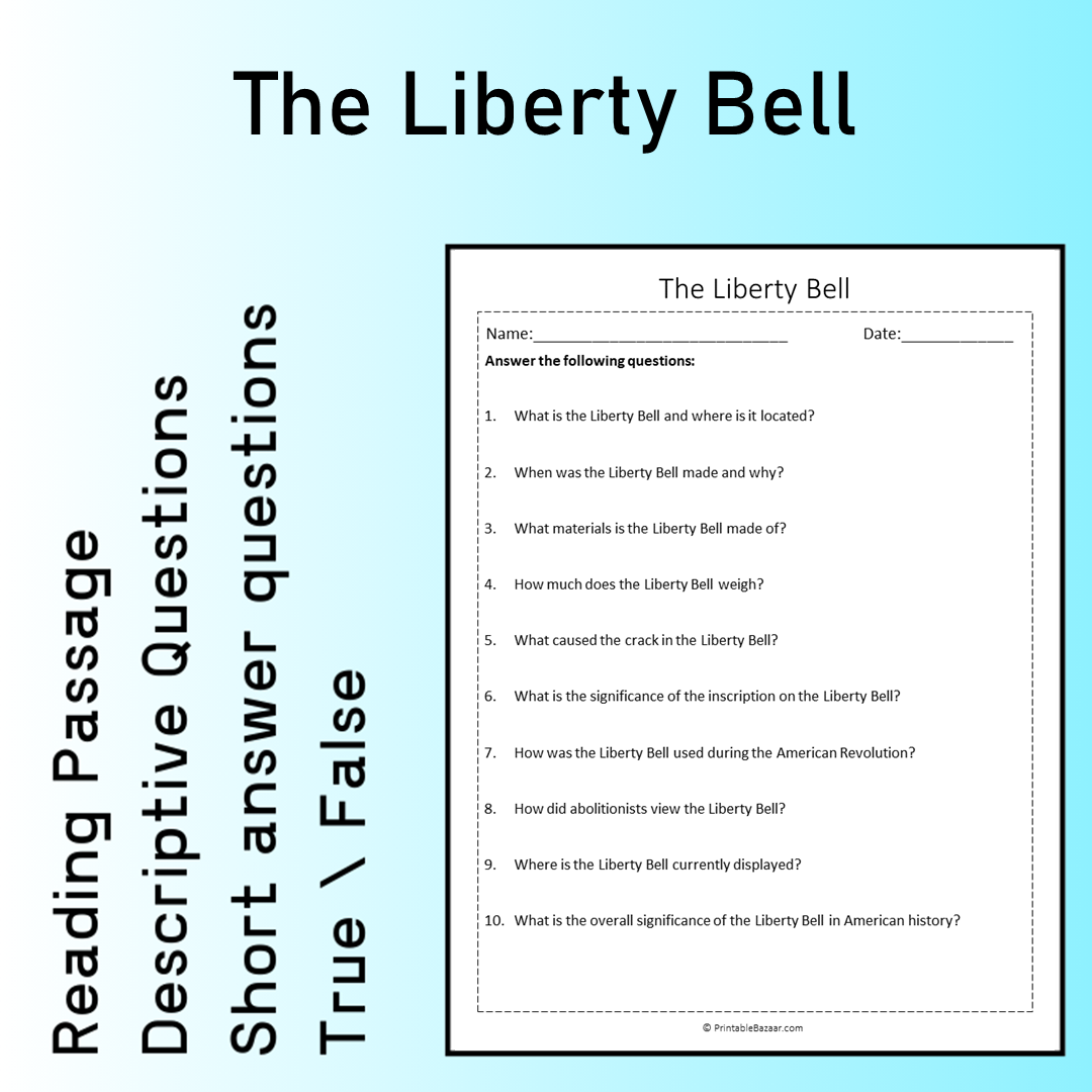 The Liberty Bell | Reading Comprehension Passage Printable Worksheet