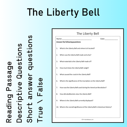 The Liberty Bell | Reading Comprehension Passage Printable Worksheet