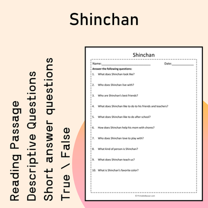 Shinchan | Reading Comprehension Passage Printable Activity