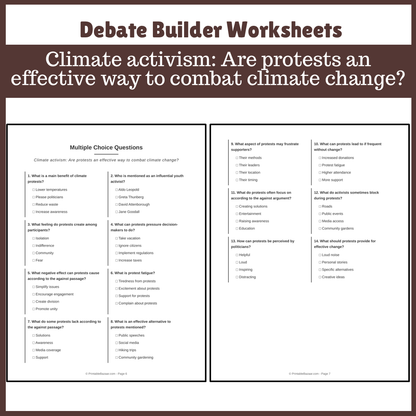 Climate activism: Are protests an effective way to combat climate change? | Favour and Against Worksheet Printable Activity