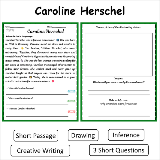 Caroline Herschel | Short Reading Comprehension Creative Worksheet