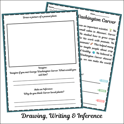 George Washington Carver | Short Reading Comprehension Creative Worksheet