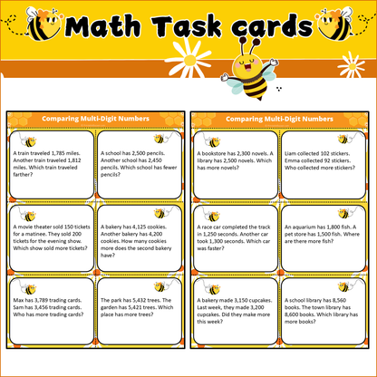 Comparing Multi-Digit Numbers | Math Task Cards