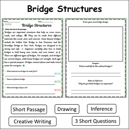 Bridge Structures | Short Reading Comprehension Creative Worksheet